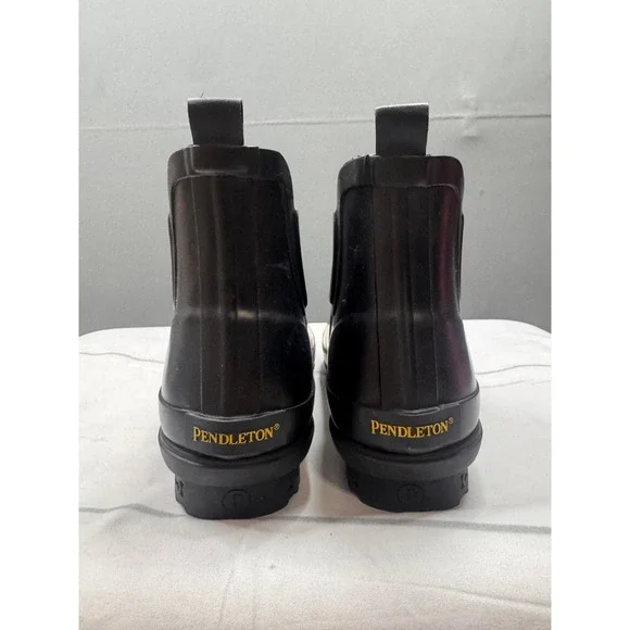 Pendleton Rain Boots Women Black Faux Fur Lined Southwestern Chelsea US 6 - Picture 6 of 10